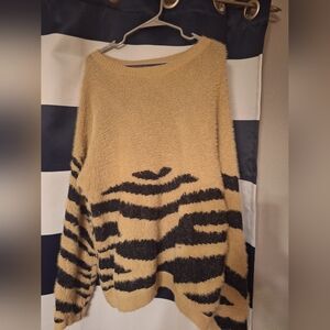 Easel Tiger Print Eyelash Sweater, Size M, EUC. From RIFF RAFF.